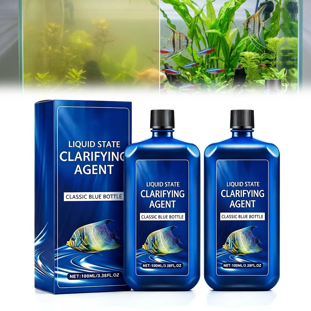 Fast-Acting Aquarium Water Clarifier, 2026 New Natural Green Pond Water Treatment, Blanket Weed Treatment for Ponds, Clears Cloudy Fish Tank, Safe for All Fish & Wildlifea (2Pcs)