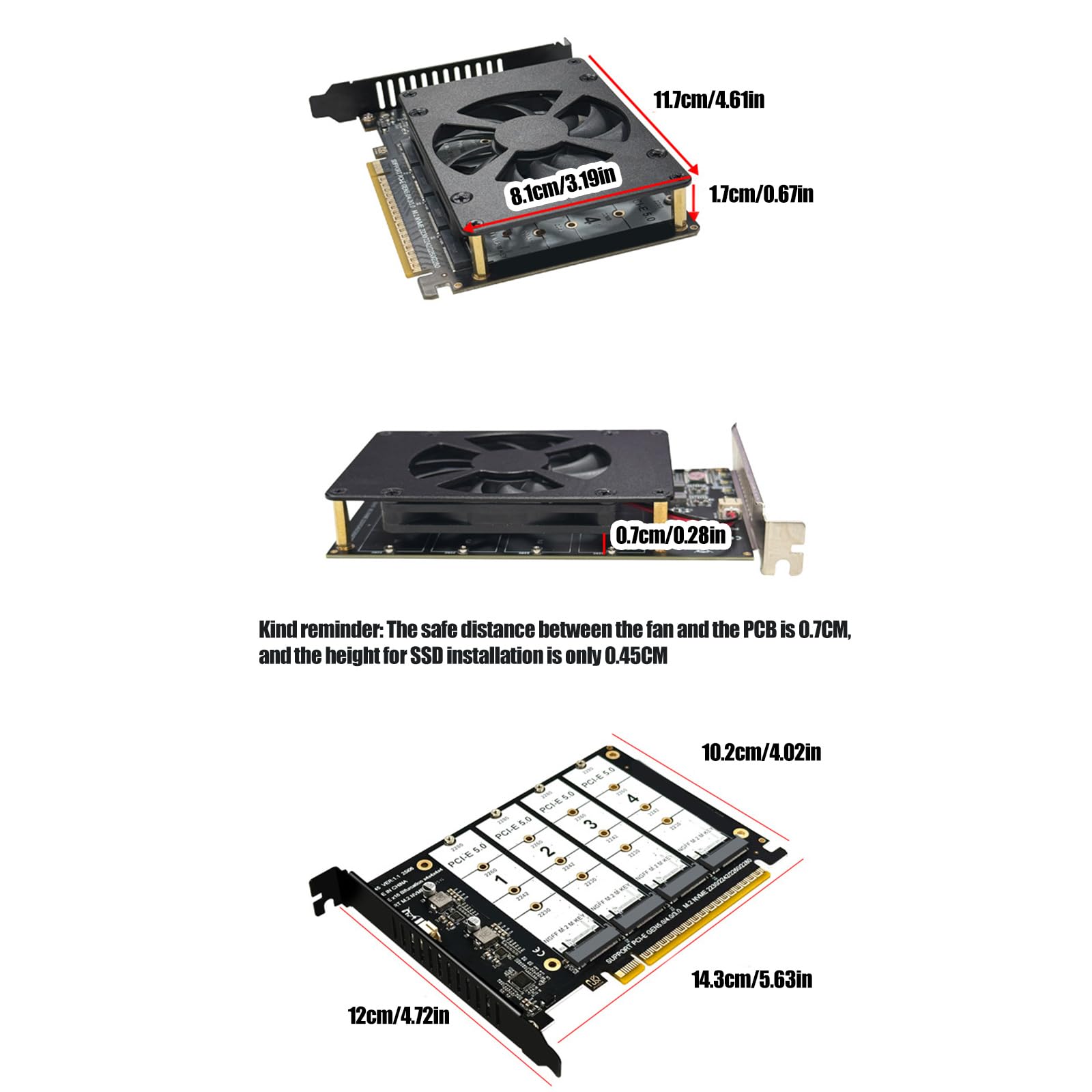 Generico Scheda espansione PCIe X16 NVMe a 4 Slot con Ventola
