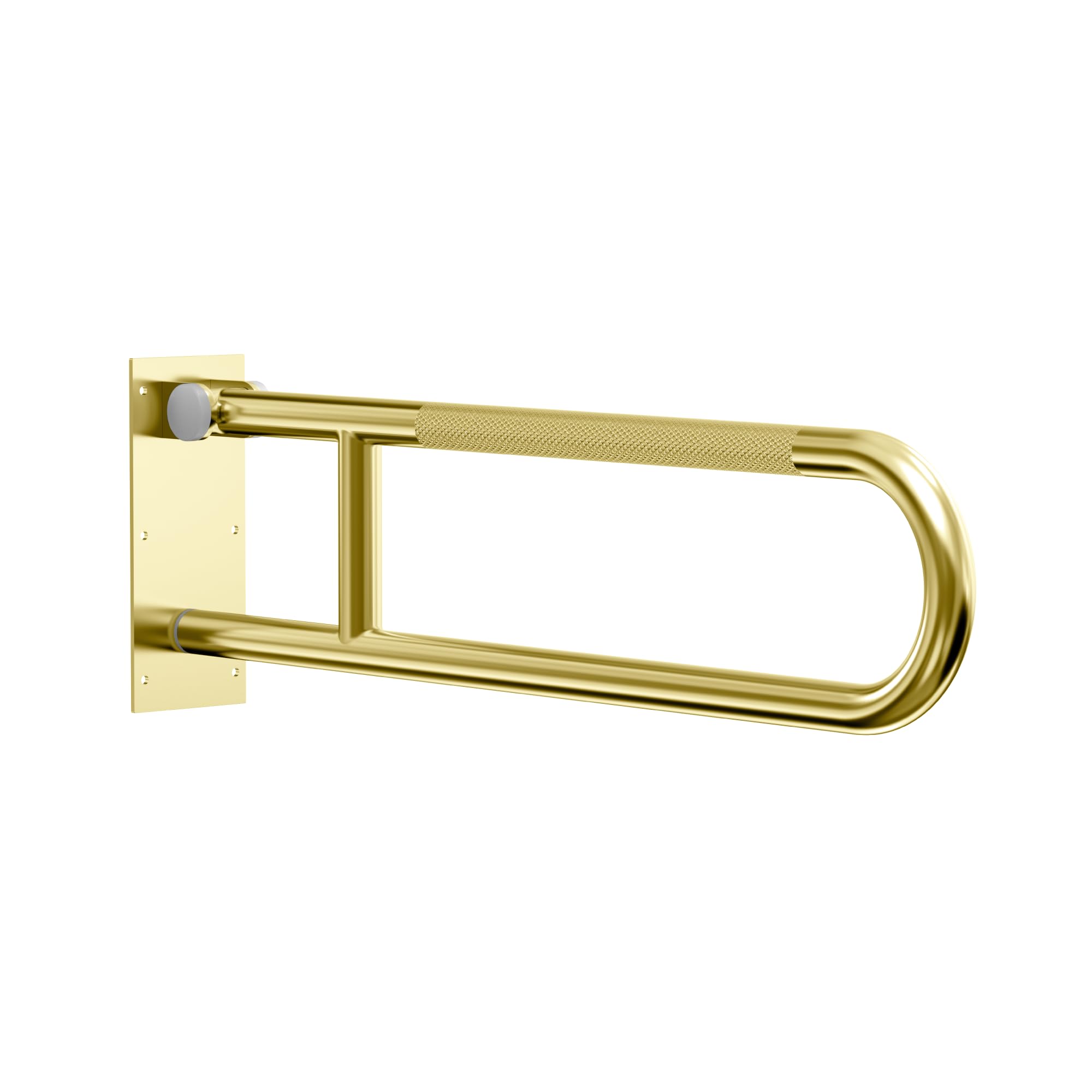 Barra di sostegno da parete oscillante – Capacità 226,8 kg – Binario di sicurezza per WC ribaltabile per anziani, in acciaio inox, impugnatura testurizzata, conforme ADA, lunghezza 76,2 cm, ottone