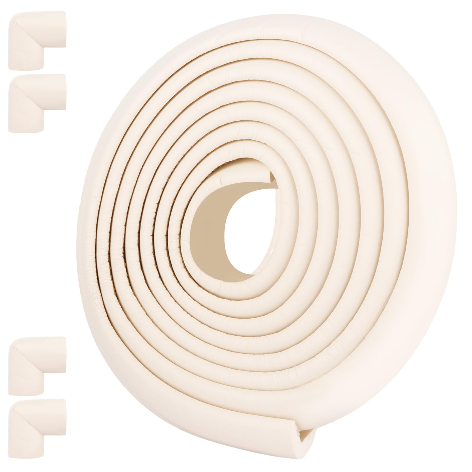 ASelected 5 M Corner And Edge Protectors,Foam Safety Strip for Kids,Anti Collision Strip and 8 Corner Guards for Baby,Thicken Soft Protective Edge Corner Guard for Baby, Kids and Child Furniture,White