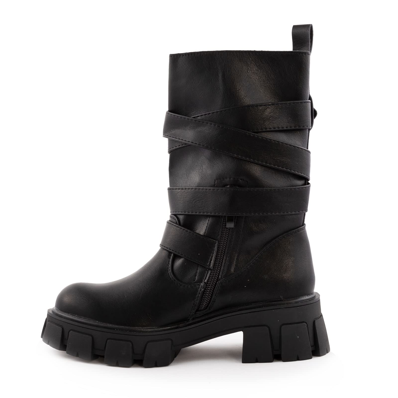 Toocool - Scarpe Donna Stivali Biker Motociclista Ecopelle Casual Fibbie Nuovo 1050