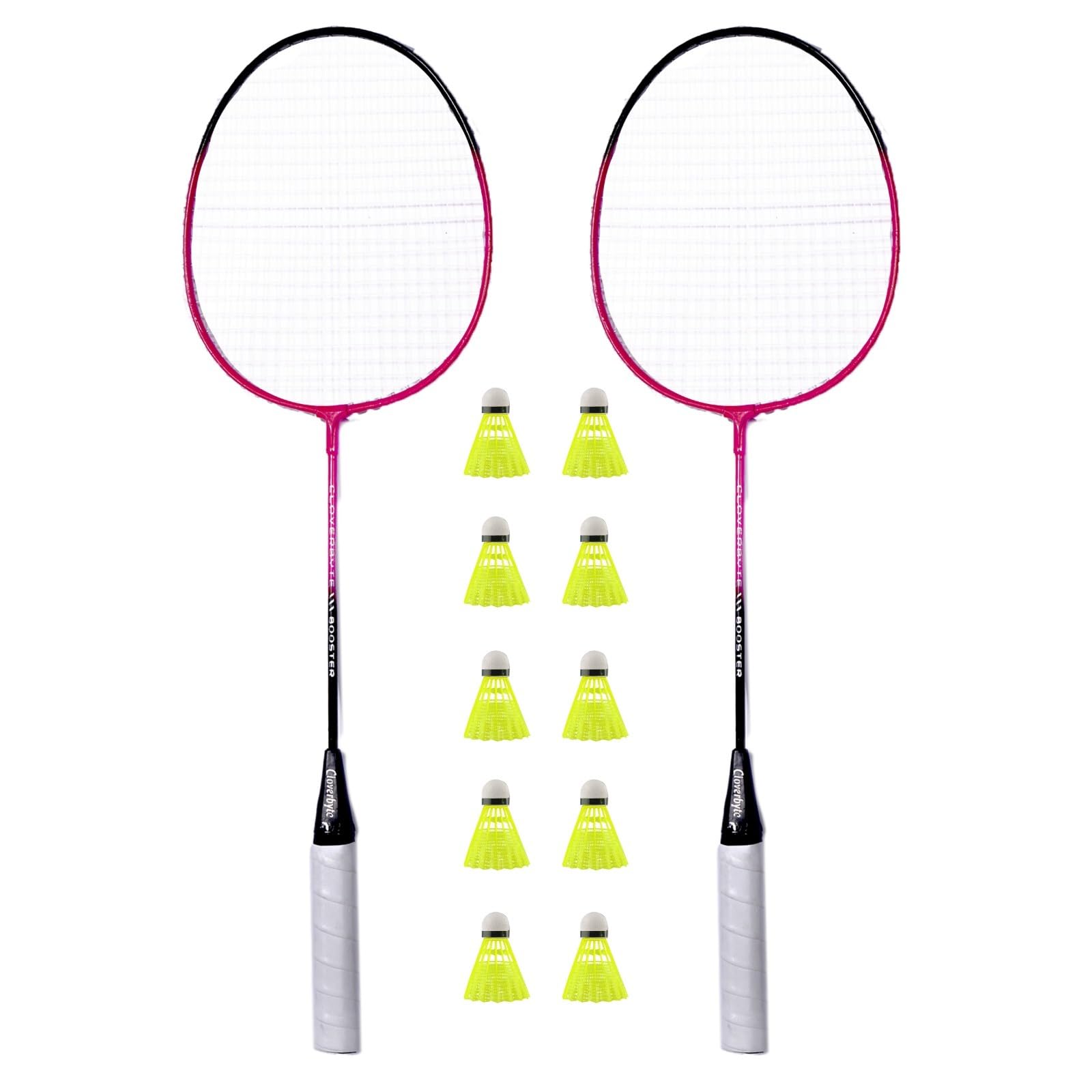 cloverbyte booster badminton set of 2 piece badminton racquet with 10 piece nylon