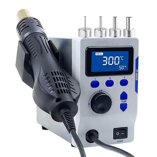 Solder Rework Station Heat Gun Adjustable Temperature Air Volume Anti-Static Hot Ac220v