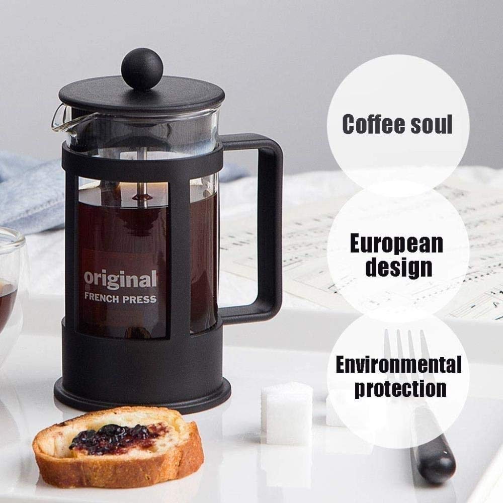 Café de la Presse française Café et thé 34oz, épaissie de café en Verre de Borosilicate avec écrans filtrants, 100% BPA Gratuit, 1 Litre, (8 Tasse), Noir