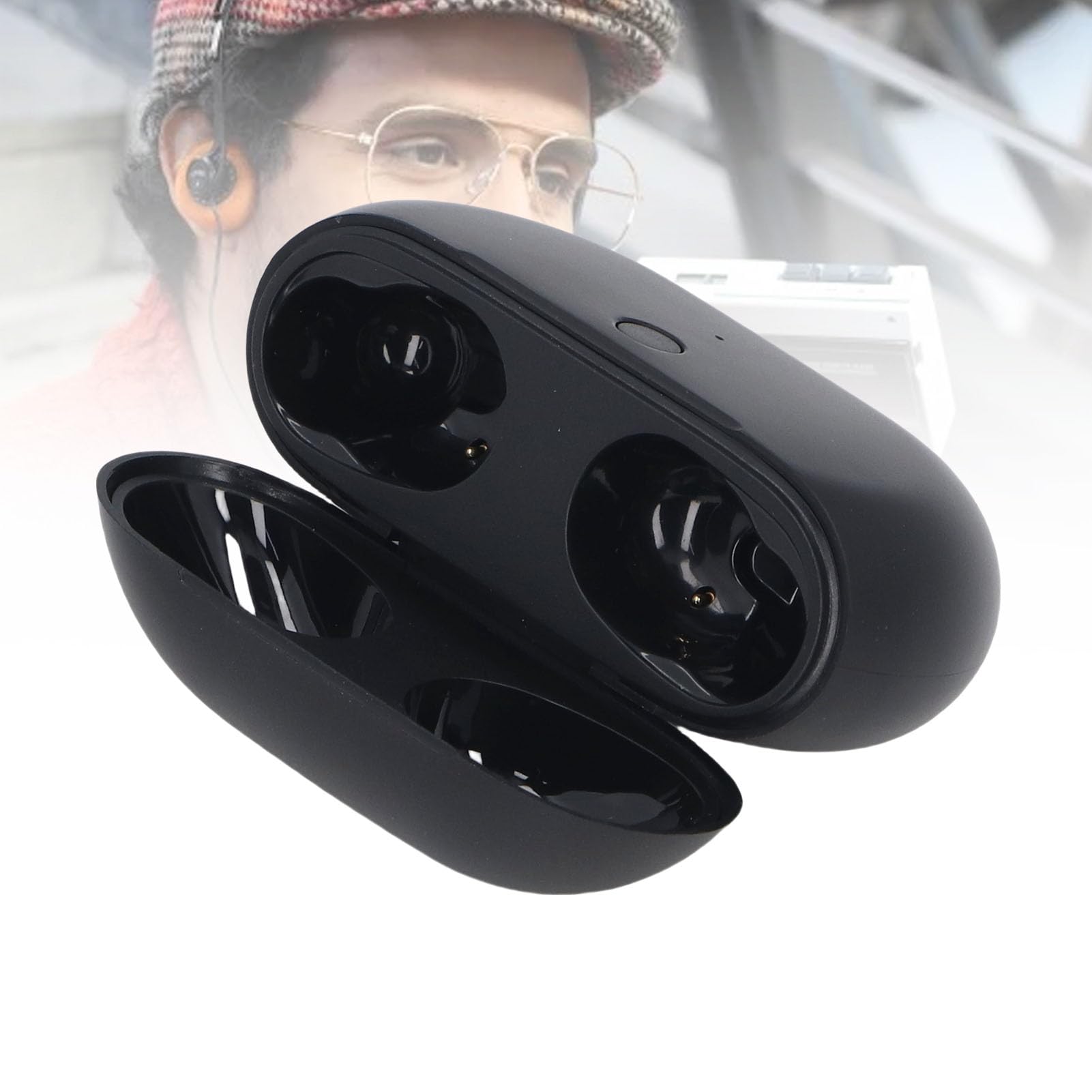 Auriculares Inalámbricos Estuche de Carga de 660 MAh Recargable Opción Ideal para Auriculares USB C Negro ABS