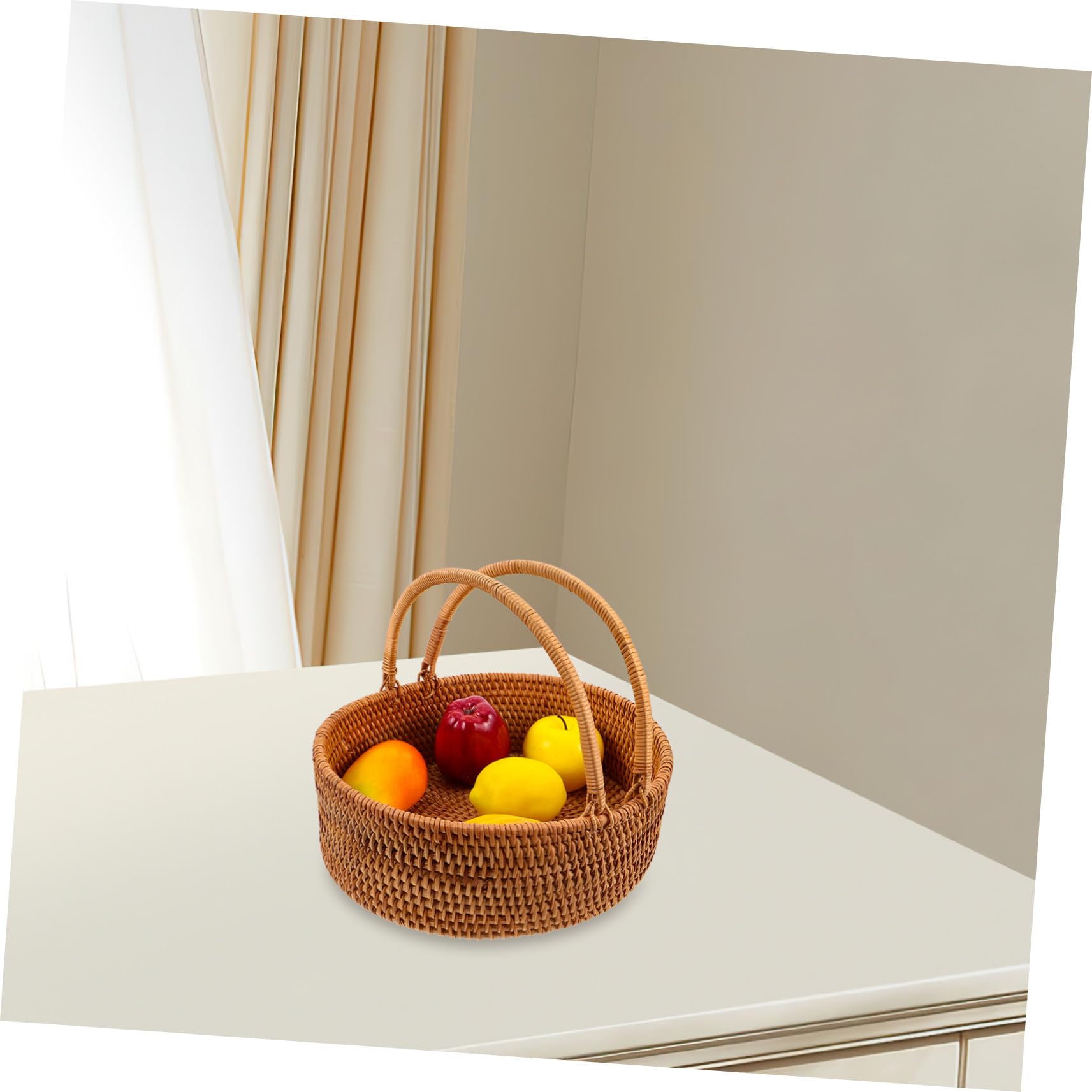 DOITOOL Cesta de Mimbre Trenzado Grande con Asa Cesta Portátil de Ratán para Picnic Almacenamiento Natural para Frutas Verduras y Dulces Organizador Multifuncional para Cocina y Exteriores
