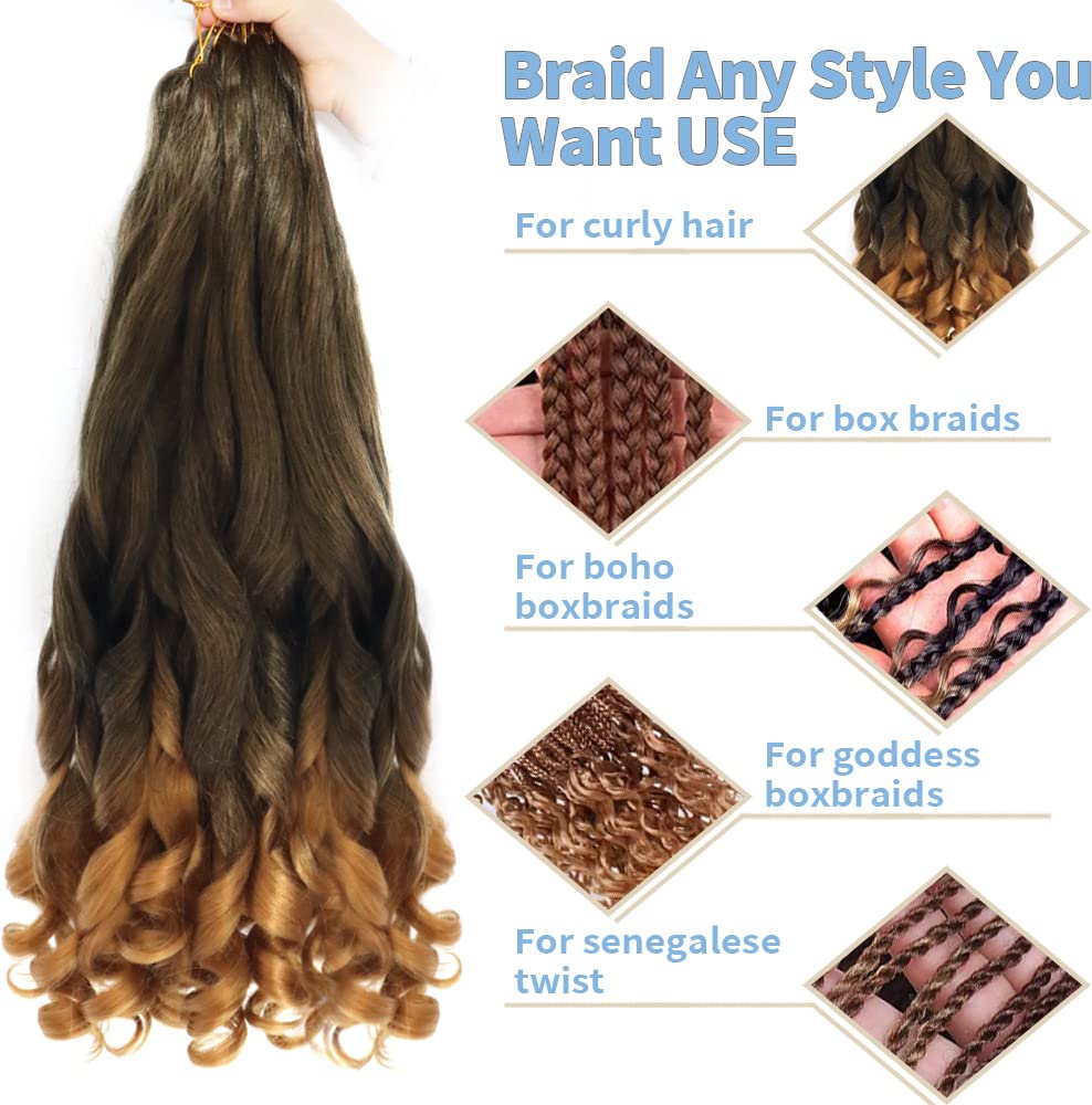 18 inch French Curl Braiding Hair 8 Pack crochet braids hair extensions Curl Braids Crochet Hair expression hair french curl braiding hair Extensions Pre Stretched Bouncy Braiding Hair(18inches,T27#) - Image 4