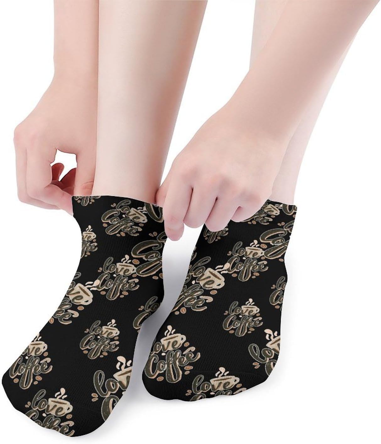 Love Coffee Lover No Show Ankle Socks Low Cut Non Slip Flat Boat Line 5 Pairs Set