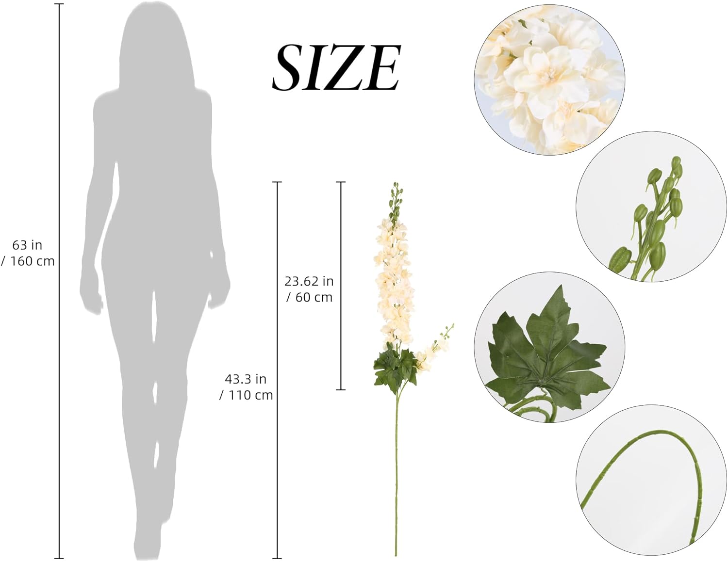 IPOPU 43.3" Delphinium Artificial Flowers 5PCS Faux Delphinium Flowers Larkspur Long Stem Artificial Flowers for Wedding Table Centerpieces Home Garden Decor(Champagne) - Image 5