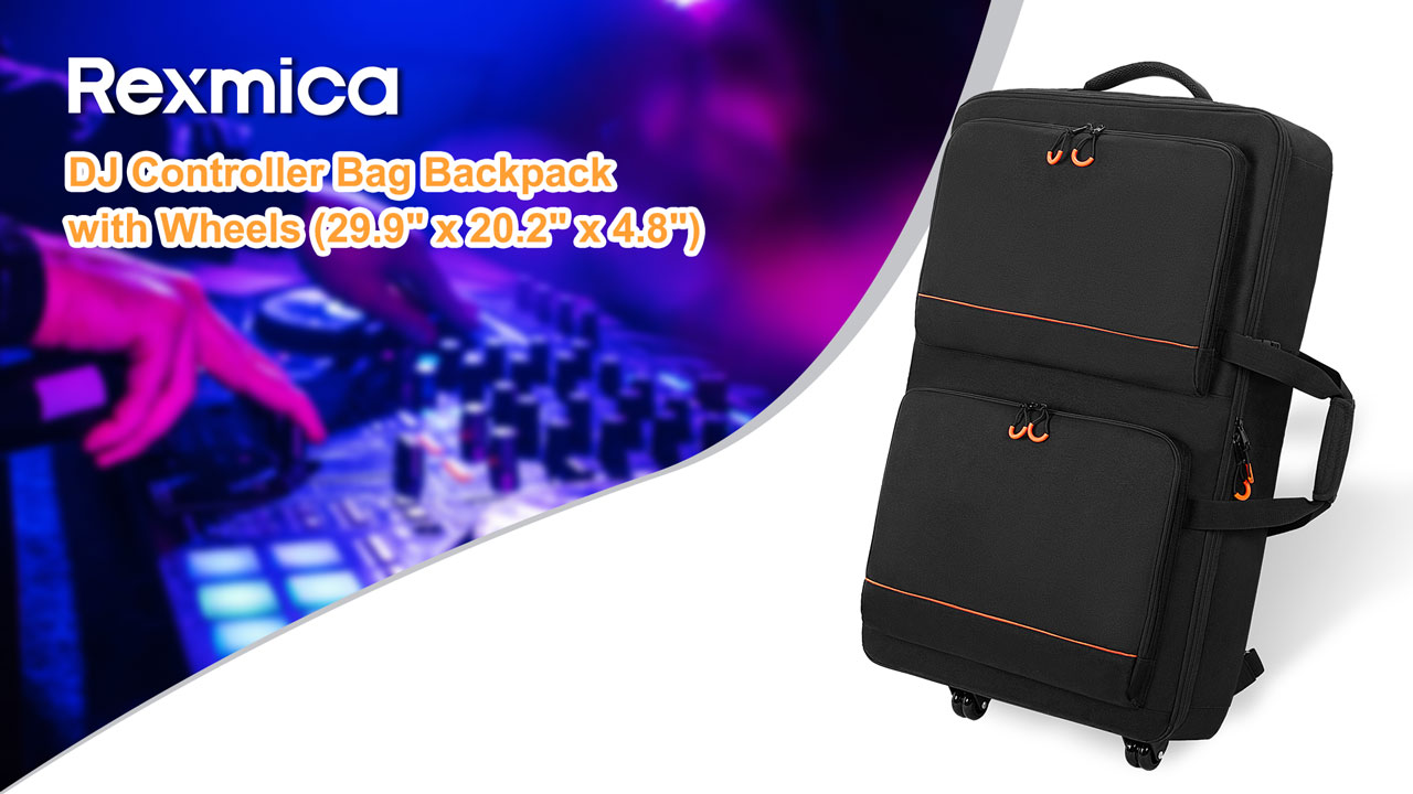 Pioneer DJ Pro レコードバッグ Rexmica DJ Controller Bag Backpack with Wheels Compatible with