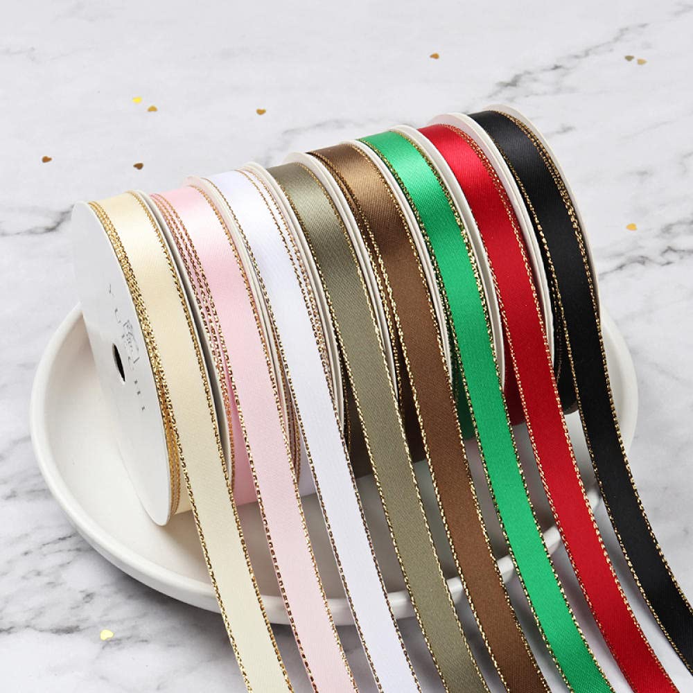 Ribbons For Gift Wrapping Ribbon For Fabric Satin Ribbons Golden Side Faborek Ciasto Pieczenie Dekoracyjne Wstążka Prezent Prezent Opakowanie Wstążka Webbed Handmade Diy Materiał Wstążka-Szampański Go