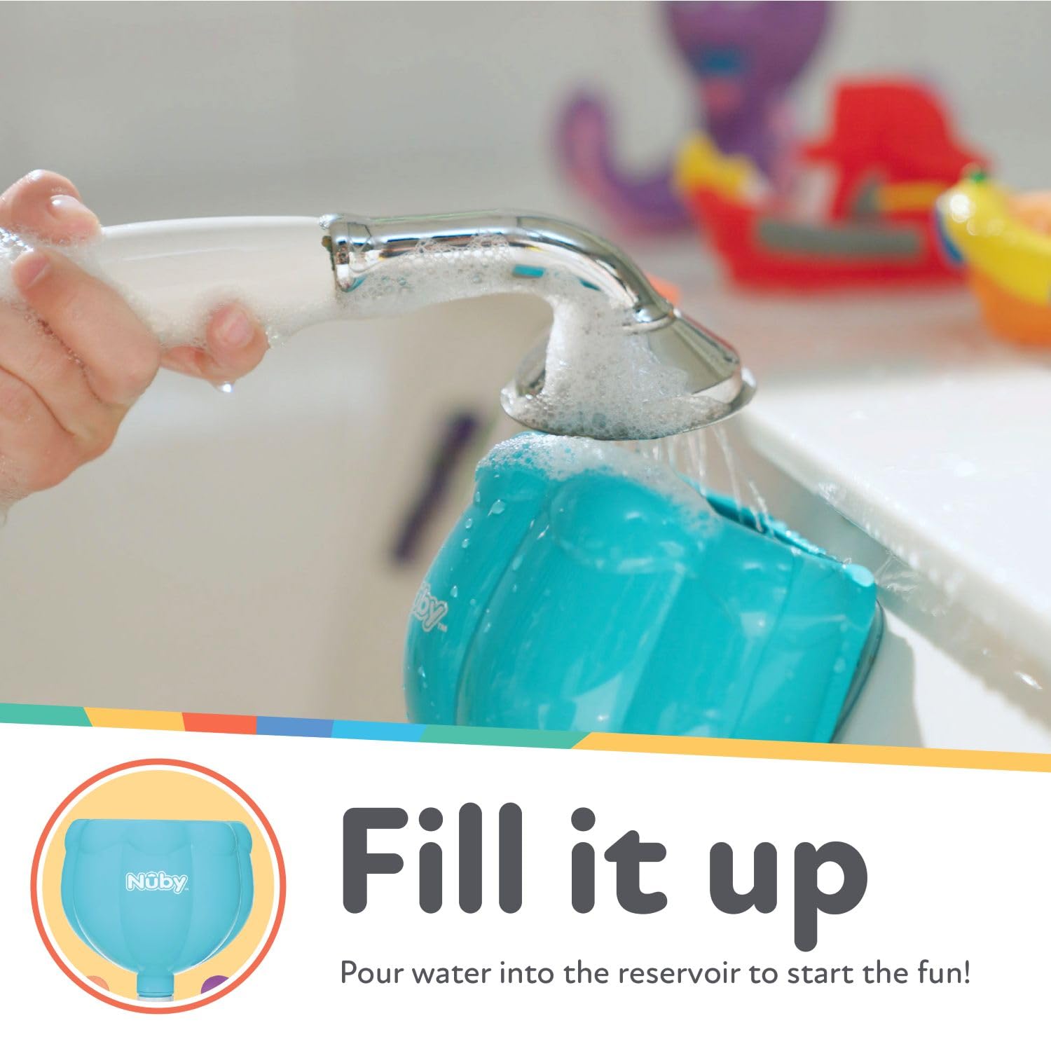 Nuby - Wacky Waterworks - Jouet de Bain avec Ventouse et Activités Créatives - 10 Pièces Emboîtables - Aide au Développement sensoriel - Composition et Assemblage Facile - Jouet de Bain Bébé +18 Mois