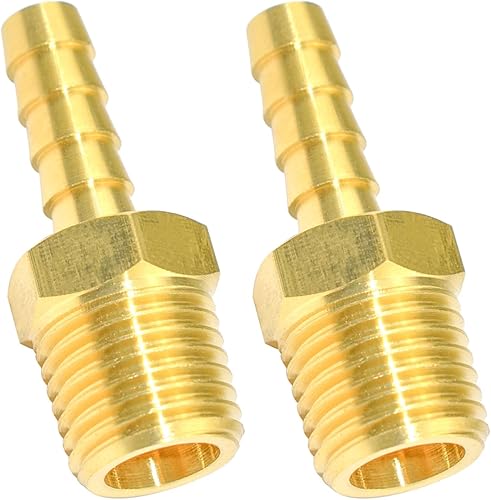 SDTC Tech Paquete de 2 accesorios de púas de manguera de latón de 14 pulgadas de púa x 14 pulgadas NPT macho adaptador de accesorios de tubería