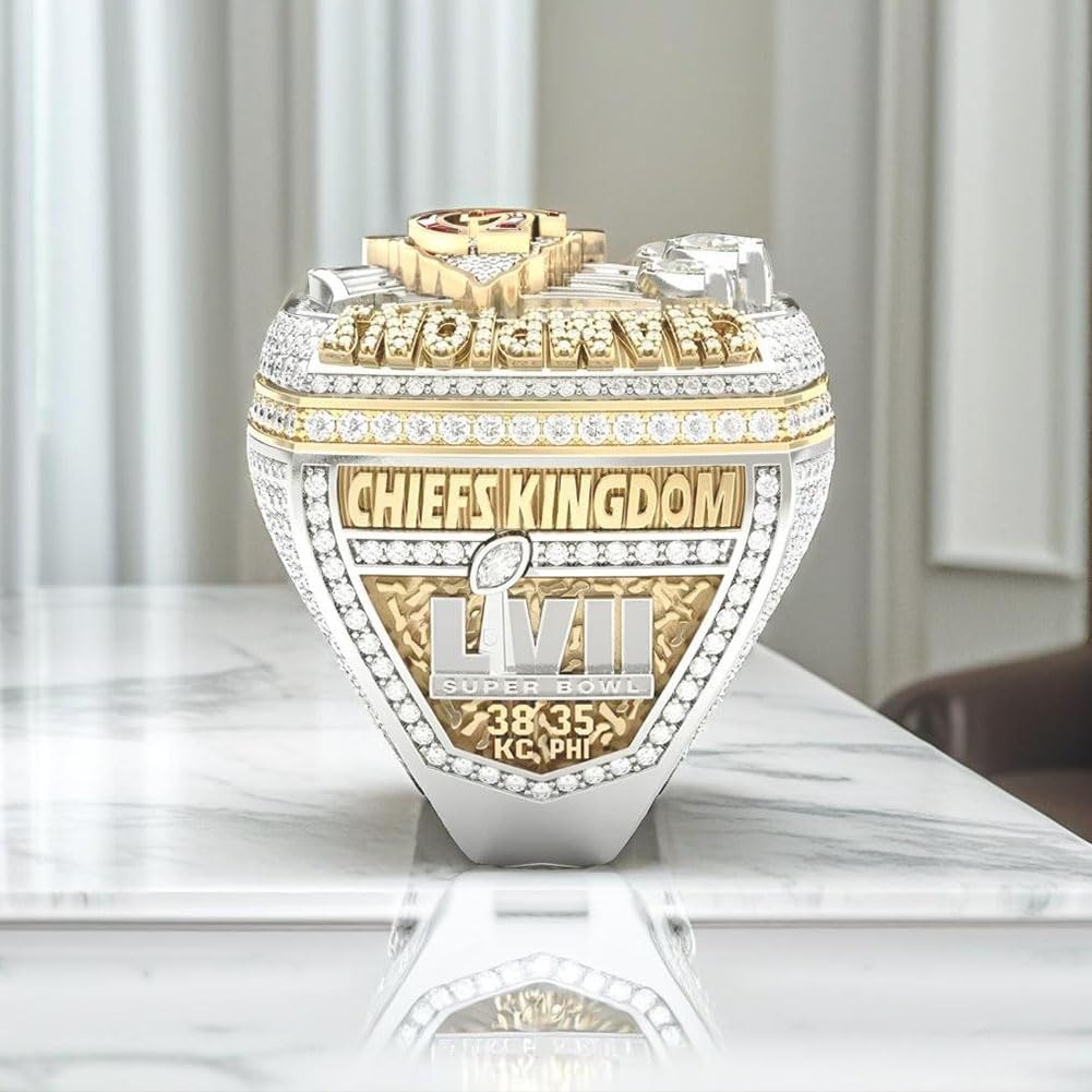 57. Rugby-Meisterschaftsring, Super Bowl KC Champions Ring, Holz-Geschenkbox, Sammler-Erinnerungsstücke