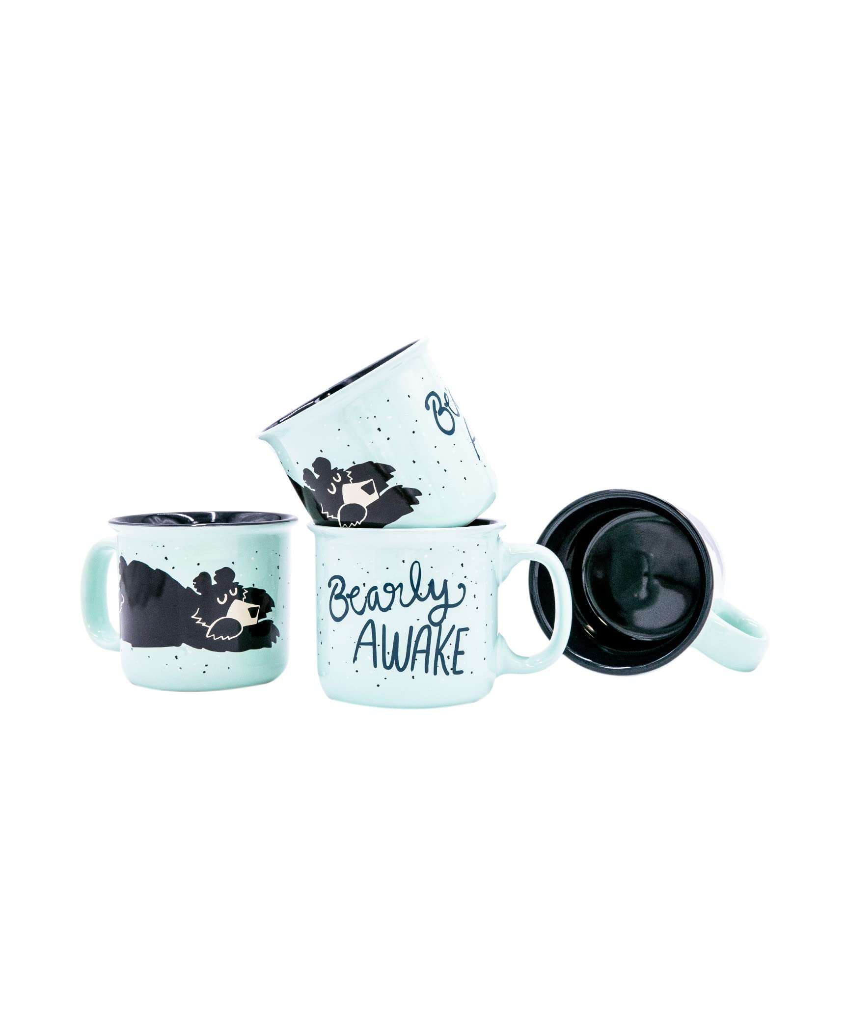 Lazy One Novelty Mugs, Funny Gift Mug for Family, Friends, or Coworkers in your Office, Set of 4, Bearly Awake