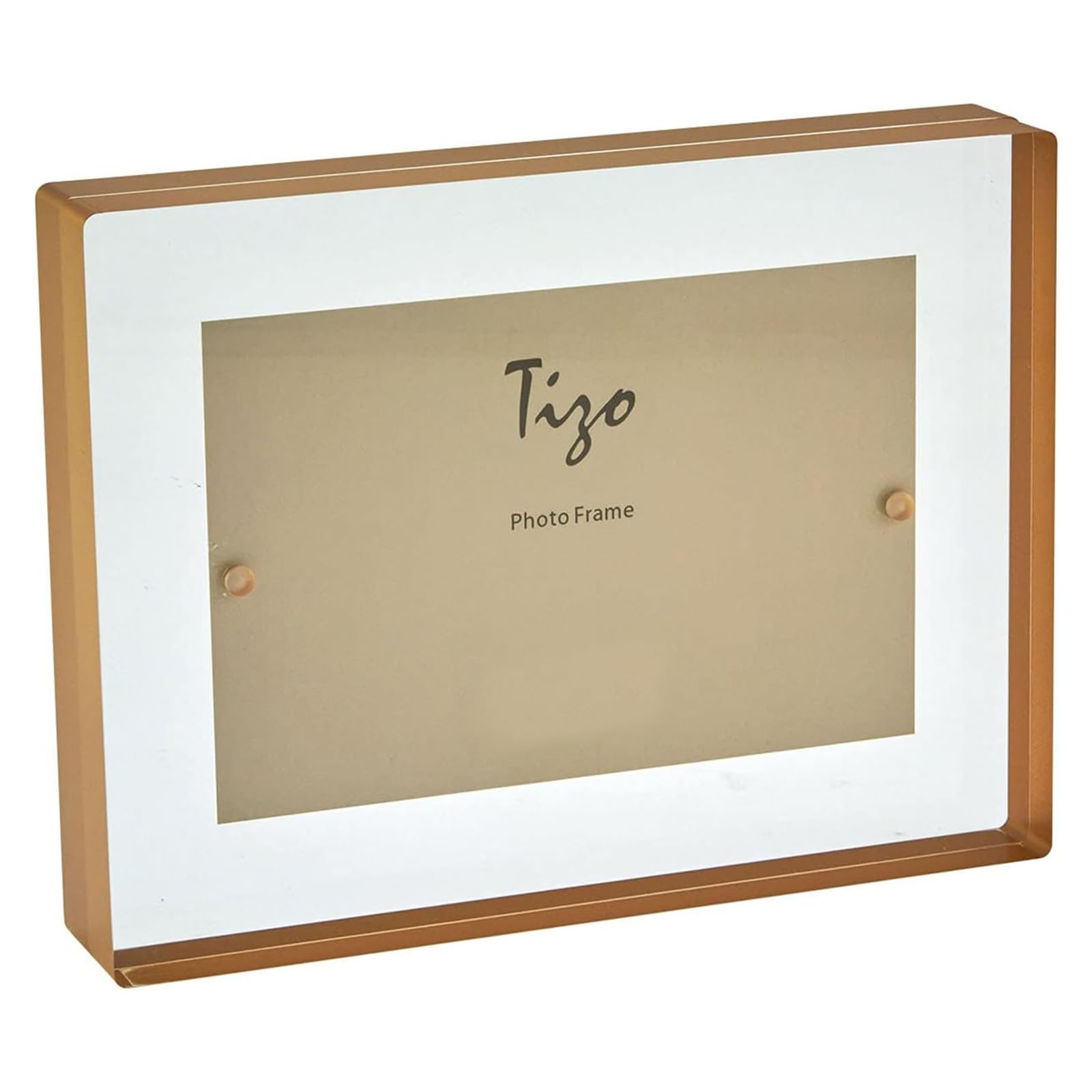 TIZO Design 5x7 Thick Lucite Block Picture Frame, Boutique Quality Photo Frame (Gold Border)