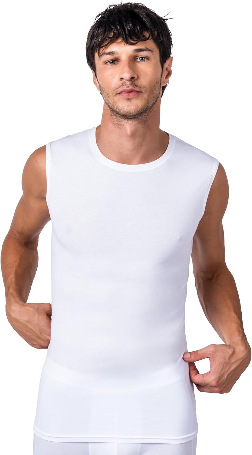 MISIRLI Organik Pamuk - Tencel™ Modal Bisiklet Yaka Kolsuz Erkek Sporcu Atlet, Yumuşak, Nefes Alabilir, Lüks ve Sürdürülebilir Kumaştan Yuvarlak Sıfır Yaka Sıfır Kol İç Giyim, Hercules