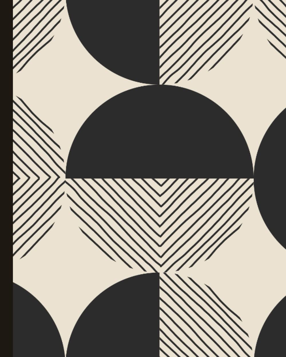 Abstract Black, Beige Circles Notebook: Lined Composition Book, Journal, Diary, Workbook, Notepad for Students, Children, Adults, College Ruled, 120 pages