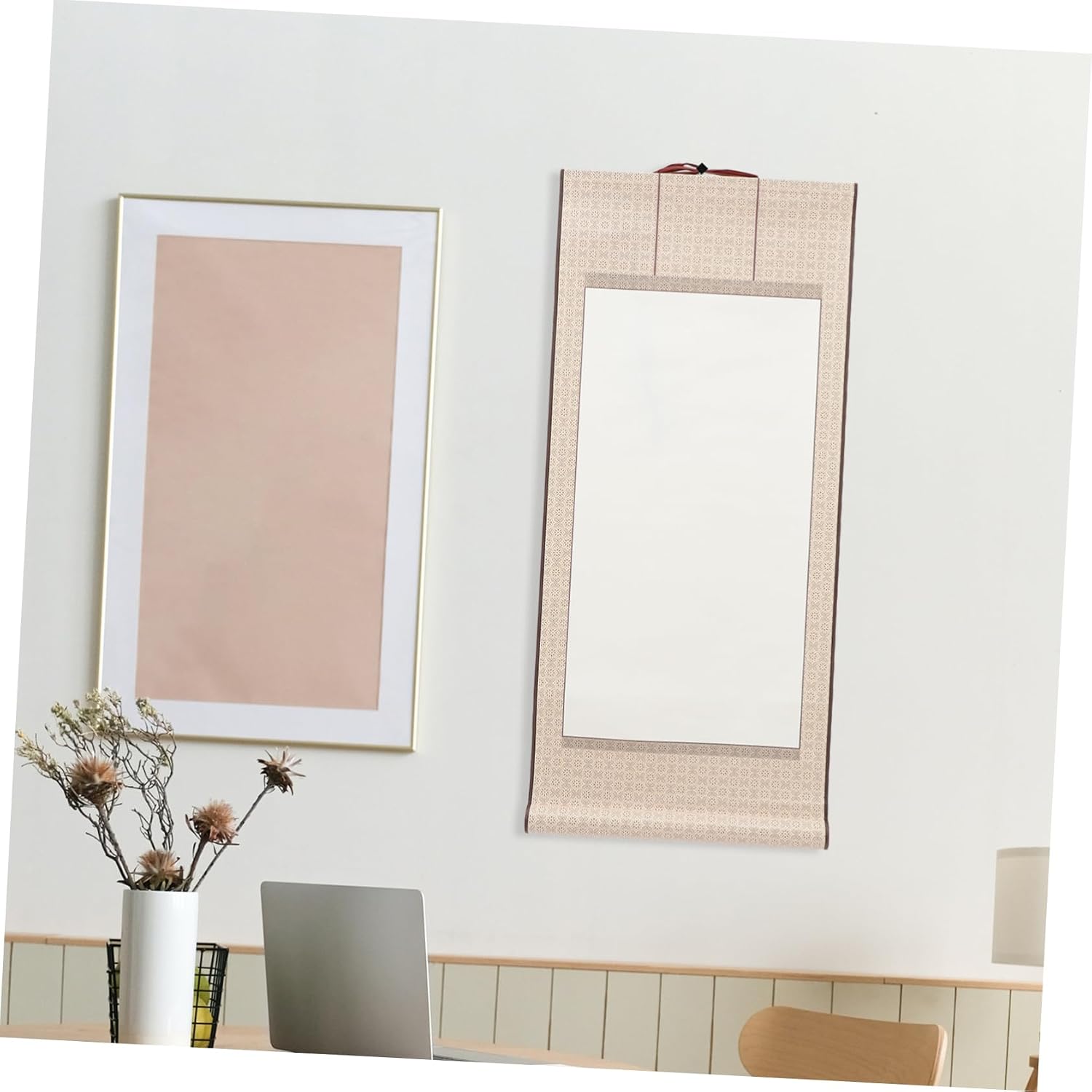 Artibetter 2pcs Blank Hanging Wall Scroll for Chinese Calligraphy and Ink Painting Lightweight Mini Scrolls with Water Absorbent Paper for Brush Writing and Drawing Retro Style Decorative Art