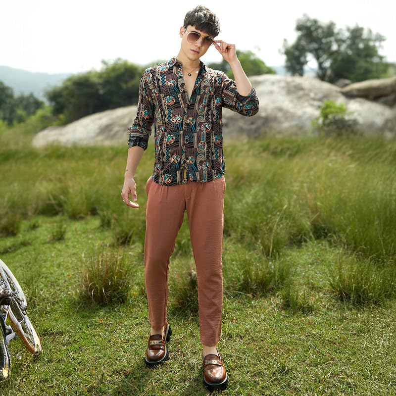 Image of CAHOOT Men's Shirt for Casual Wear | Spread Collar | Long Cuffed Sleeves | Button Closure | Shirt Crafted with Comfort Fit for Everyday Wear