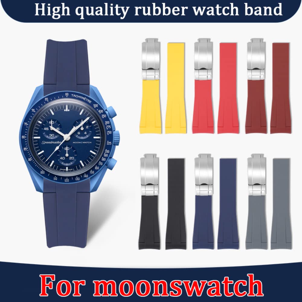 Stanchev Cinturino in silicone senza spazi per Omega x Swatch MoonSwatch/Rolex Watch/SEIKO Watch, cinturino di ricambio per orologio Omega x Swatch MoonSwatch Speedmaster da 20mm