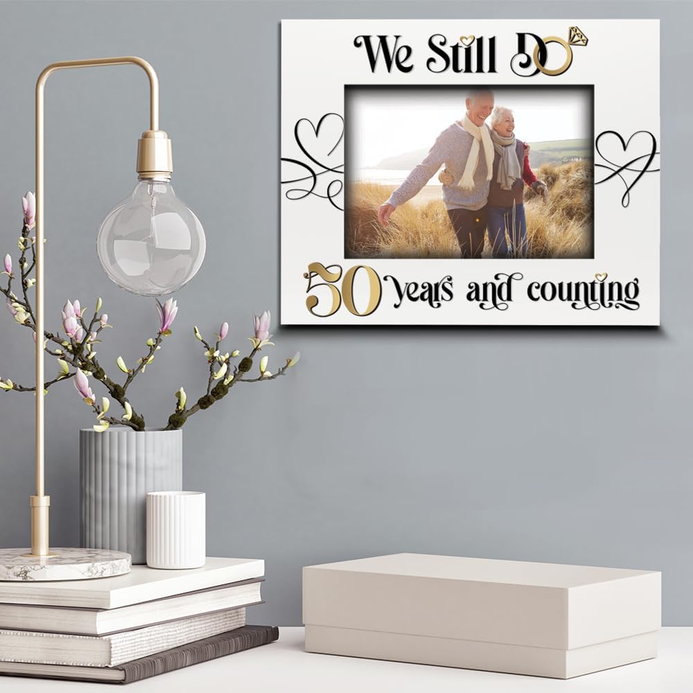 BELLA BUSTA-We Still Do 50 Years And Counting-50th Wedding Anniversary For Couples, Friends, Parents, Mom and Dad-UV Print Picture Frame (5x7 Horizontal)