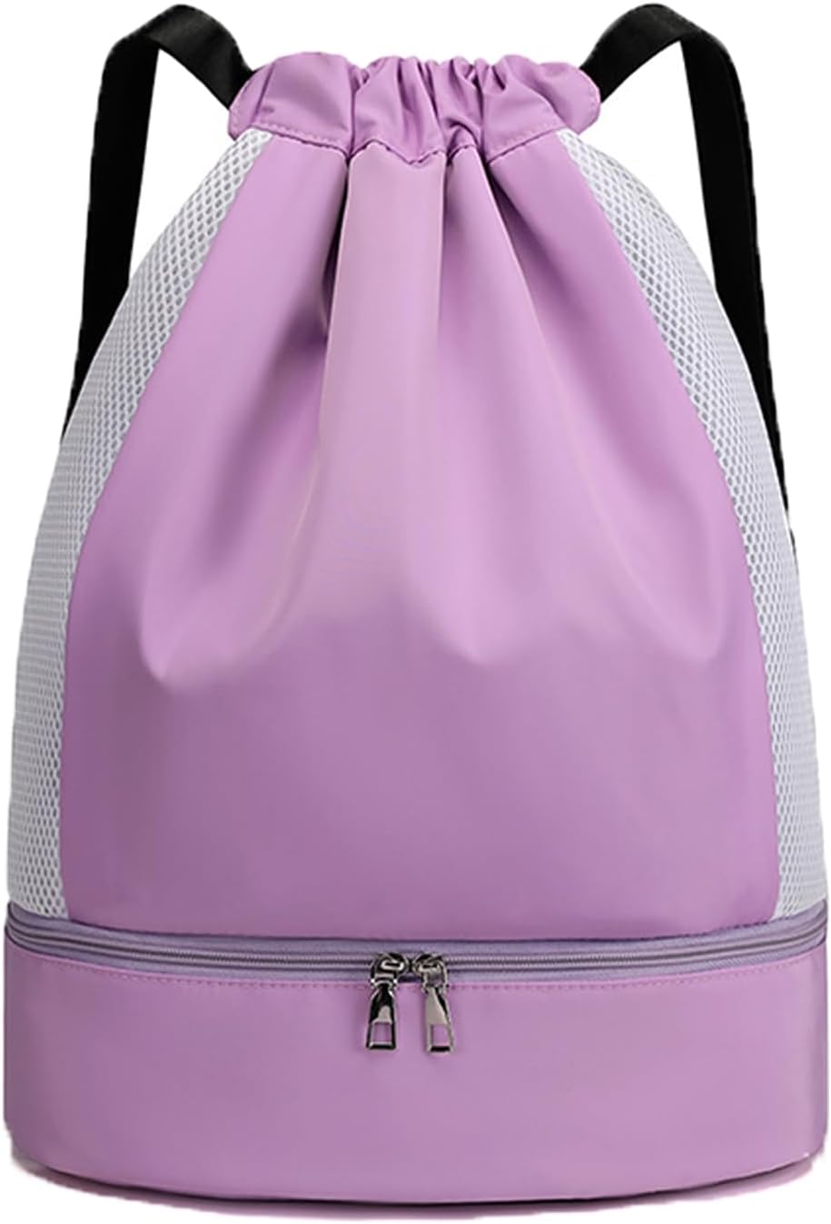 Drawstring Gym Bag with Wet Dry Separation, Waterproof Pocket Sports Backpack for Swimming, Yoga, Workout, Travel - Shoe Compartment, Women Men
