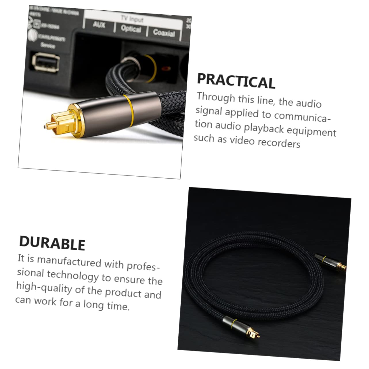 DOITOOL Câble Audio Optique à Fibre Optique Mâle-mâle, Transmission du Signal, Gaine Protectrice, pour Télévision et Barre de Son, Noir,