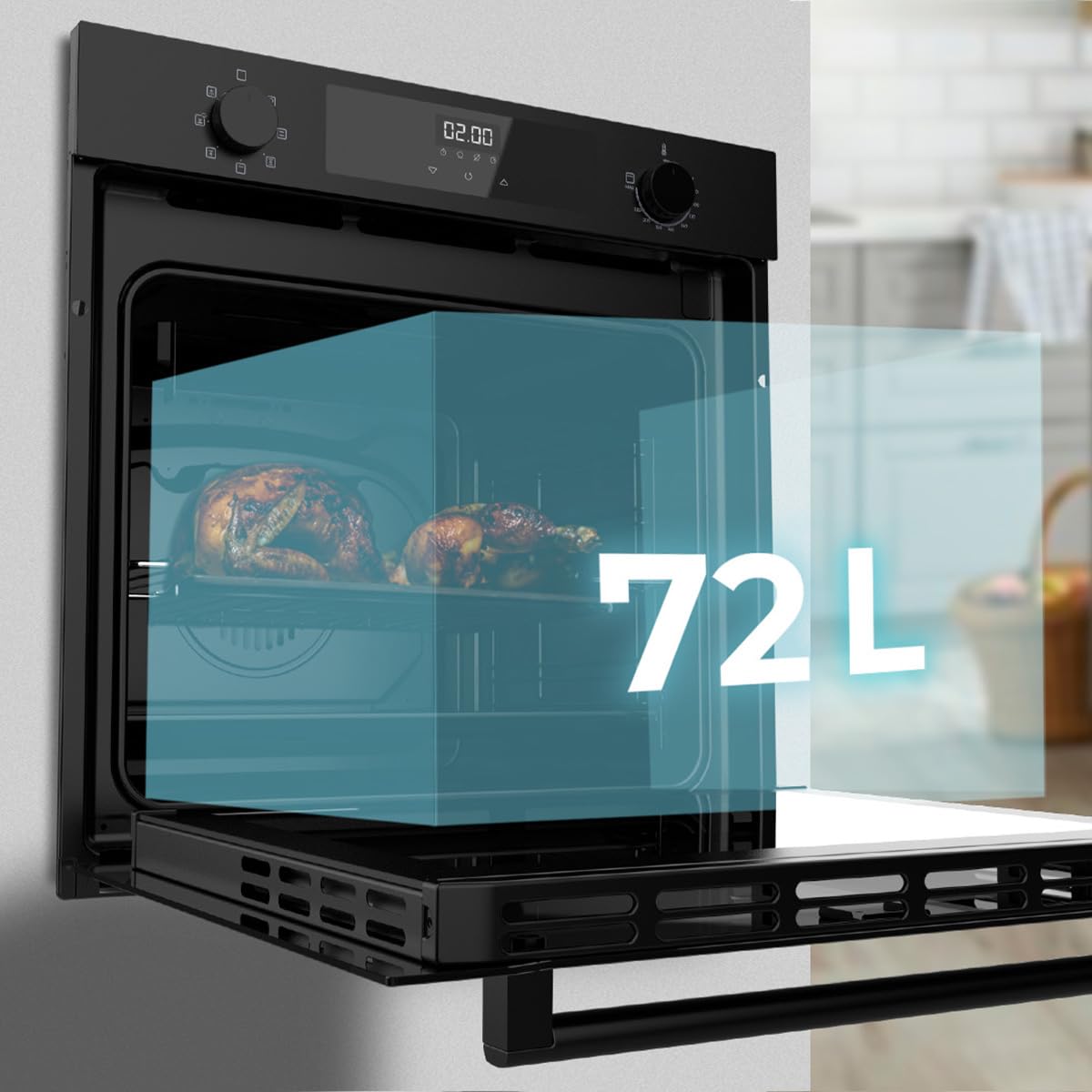 Cecotec Piekarnik wielofunkcyjny Wbudowany 60cm Bolero Hexa M226000 Glass Black A. 2800W, 72L, 7 funkcji, tryb Grill, Fan Assisted Grill, Tryb konwekcji, Defrost, Steam Base X2, Steam EasyClean i