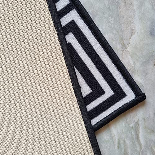 Image of Matz&More Anti Slip Multipurpose Floor Mat, 40x60cm, for Door, Entrance, Bathroom, Bedroom, Kitchen, Office, Greek Black White