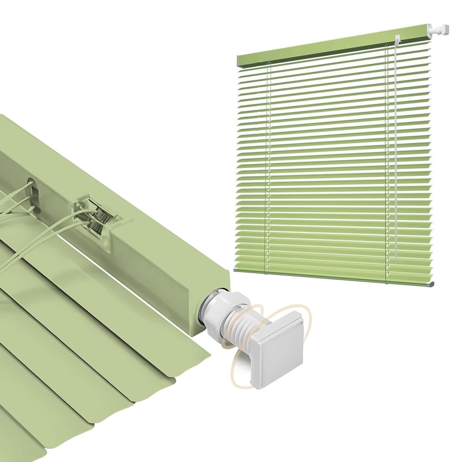 Room Darkening Mini Blind No Drill 40-140cm Width 50-180cm Length, 25mm Slat Aluminum Venetian Blinds, Cordless Horizontal Windows Blinds for Interior(Mint Green)
