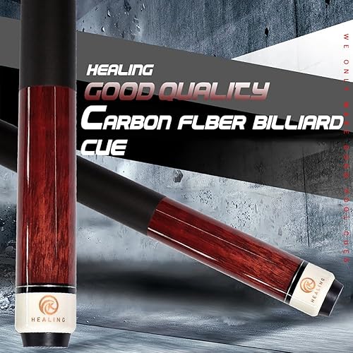 Miniatura 8 de Taco de billar 100% fibra de carbono de 19 a 20 onzas, peso ajustable, 2 piezas, barra de billar de baja desviación con punta de cuero de 0.488 in,