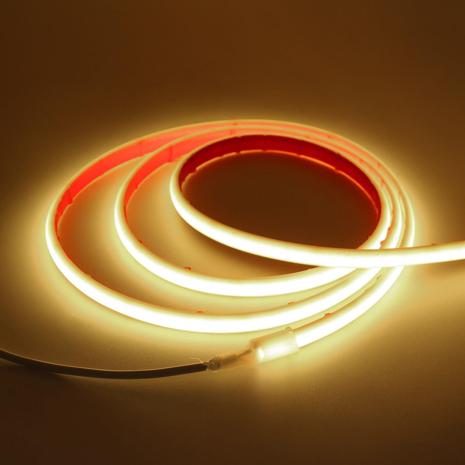 KISUFU 12V COB LED Neon Strip Light, 320 LEDs/m IP68 Waterproof High Density 2PIN Flexible Cuttable Tape Lights for DIY Bedroom Kitchen Home Decoration. (No Power Supply)