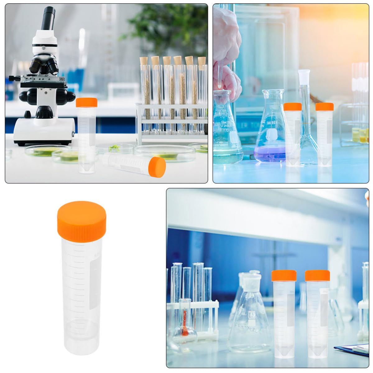 10 Stück 50 Ml Labor Zentrifugenröhrchen aus Polypropylen mit Schraubverschluss Auslaufsicher für Probenvorbereitung und Lagerung