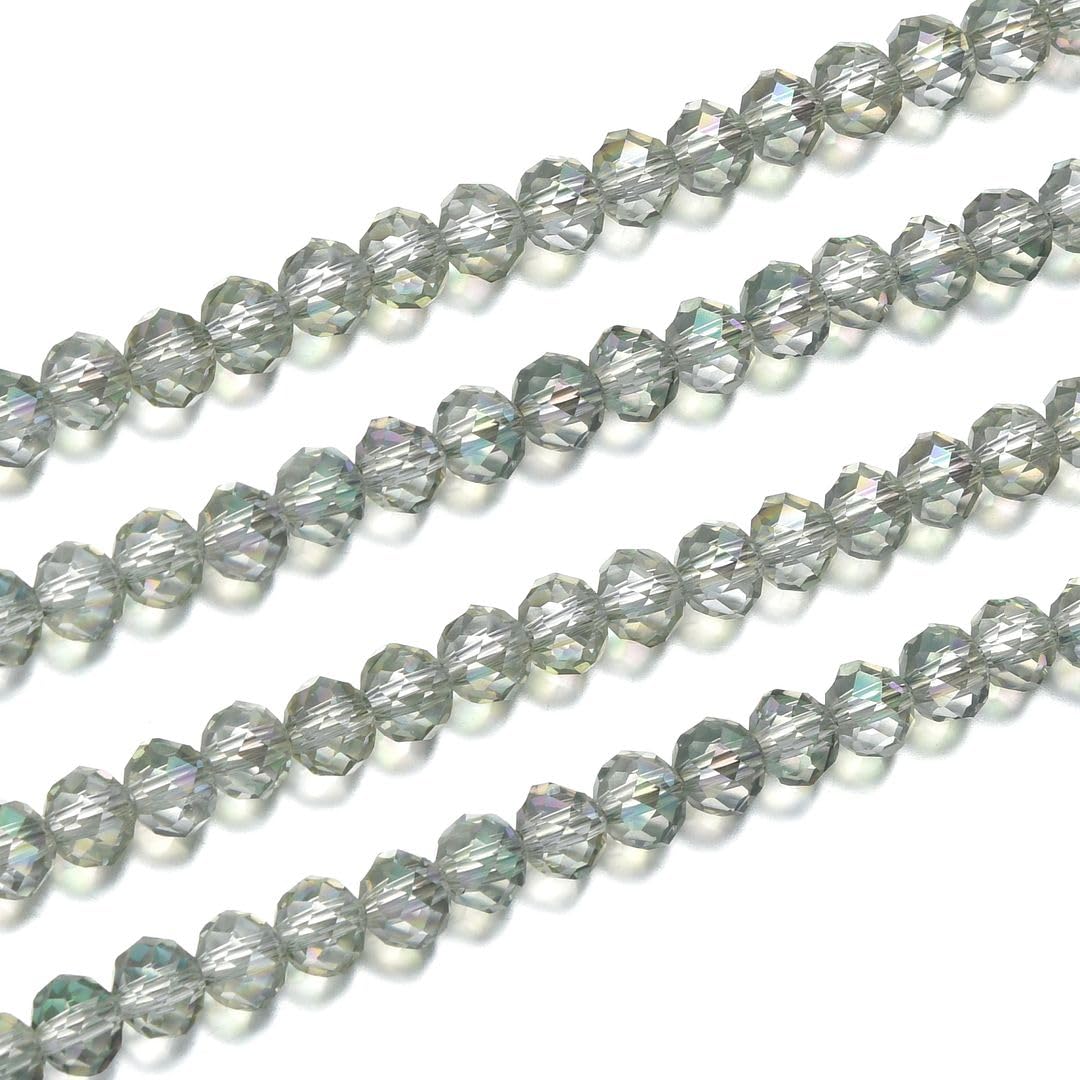 500pcs Czech Faceted Rondelle Crystal Glass Beads 4mm Small Tiny Bulk Light Green Shimmer