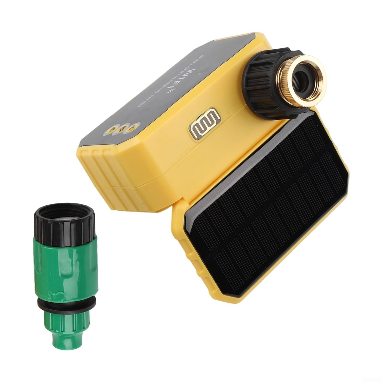Timer per irrigazione solare, sistema di irrigazione intelligente con app WiFi, in plastica, 17 x 12 x 5 cm, sensore di pioggia, doppia ricarica, per giardino, prato, patio (1 presa)
