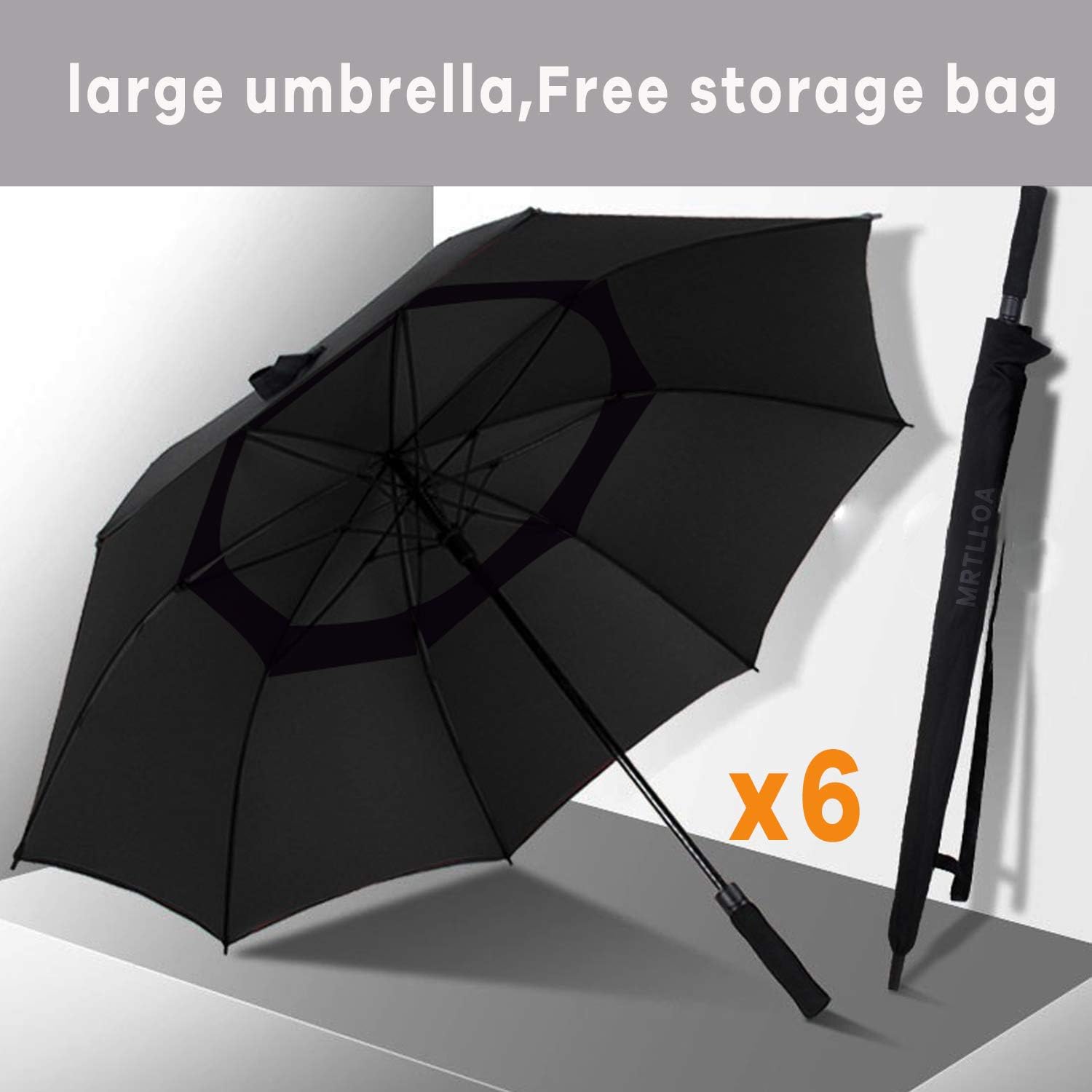 MRTLLOA 6 Pack Golf Umbrella 62/68 Inch Large Oversize Double Canopy Vented Automatic Open Stick Umbrellas for Men & Women - Image 6