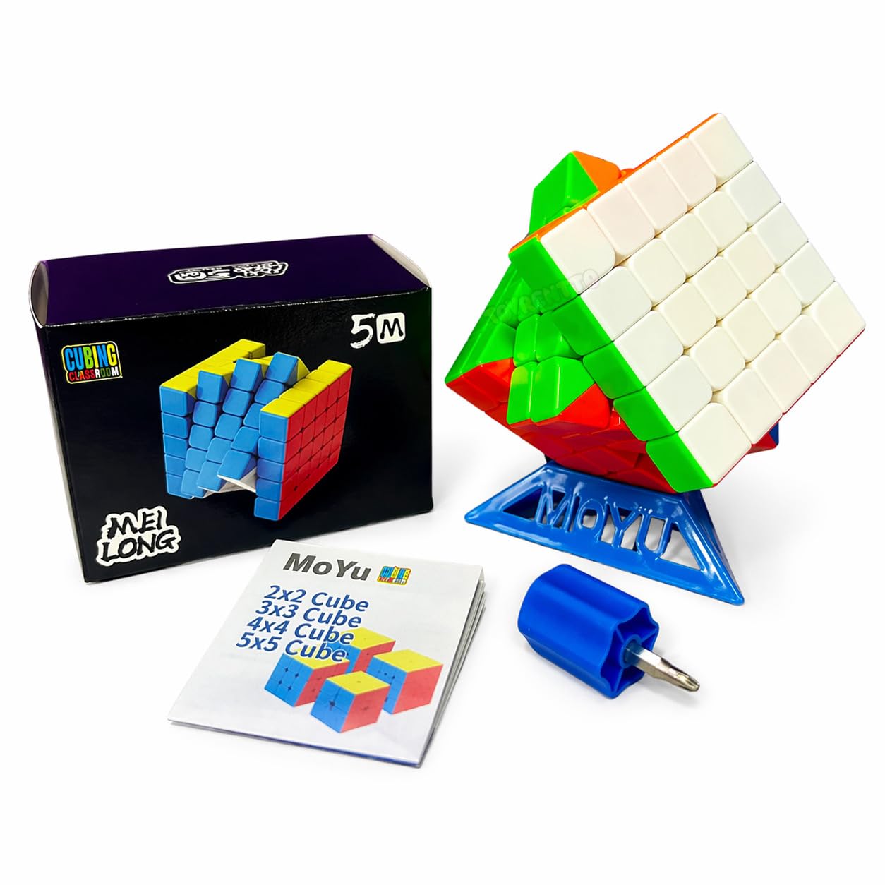Kid Moyu MFJS MeiLong 5M 5x5 Magnetic Cube Stickerless, 5x5x5 Speed Cube Puzzle for Kids and Adults, Smooth Turning High Speed Brain Teaser Toy with Stand and Screwdriver-image-17