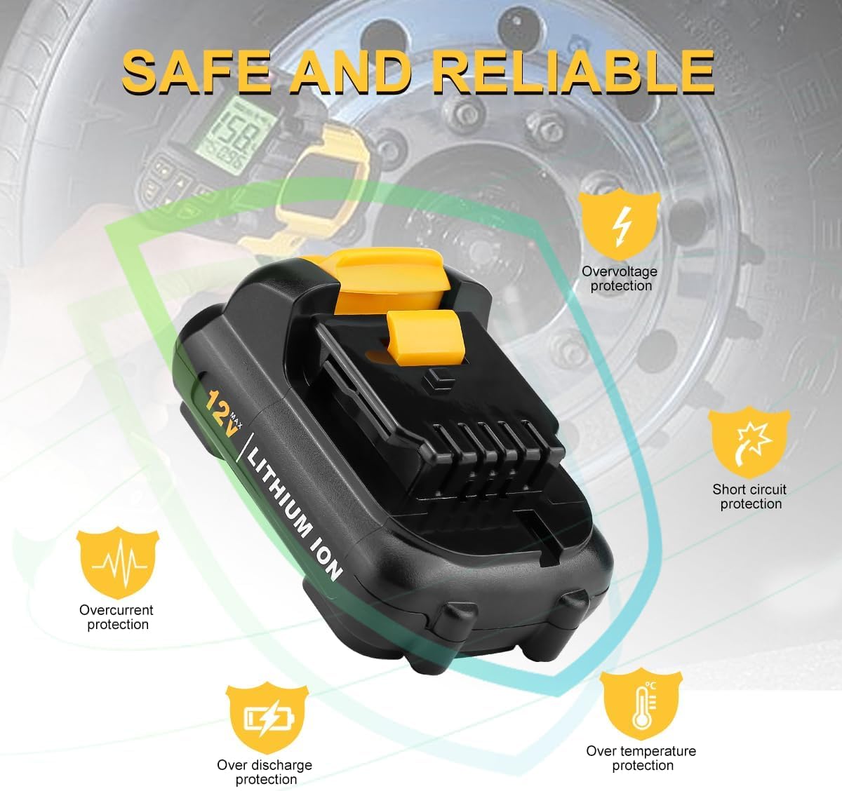 DCB120 2Pack 4.0Ah 12v Battery Replacement for DeWalt 12v Max Battery DCB121 DCB123 DCB122 DCB124 DCB125 DCB127 - Image 4