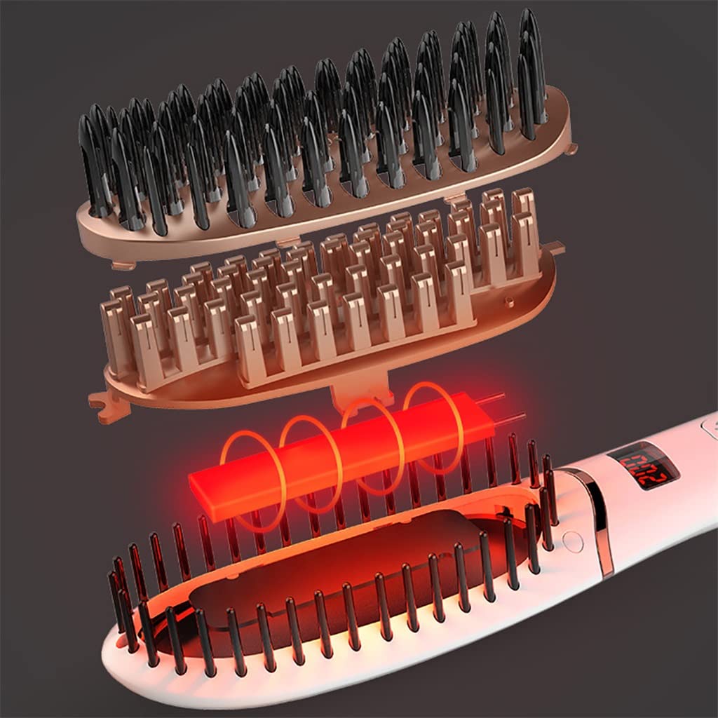 Pincel de alisión cabello 30S enderezado rápidamente peinado eléctrico Lcd Mostrar barba cepillo for el calefacción digital