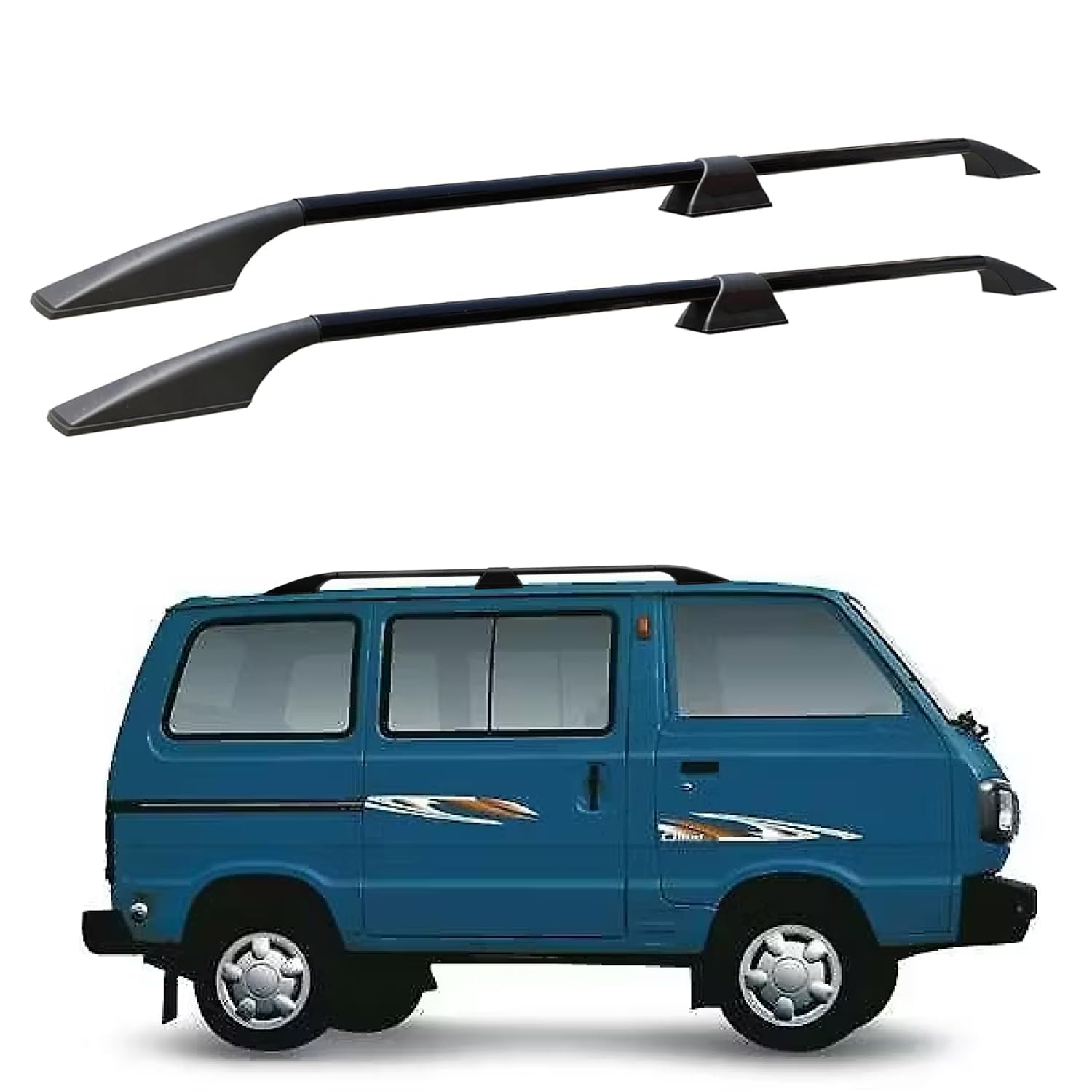 Aksmit Roof Rail for Maruti Suzuki Eeco & Maruti Suzuki Omni | Black Rocket Curve Design | Premium ABS Decorative Roof Rails with Strong 3M Adhesive Tape (Set of 2) F3 | Metal Build-image-16