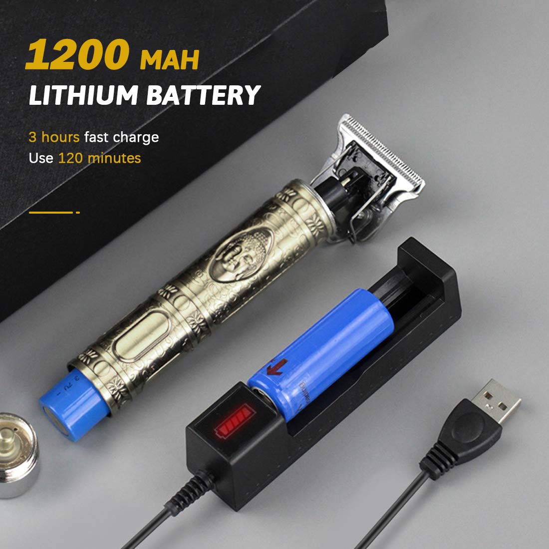 Zero Gapped Trimmers Electric Pro Li T blade Trimmer Cordless for Barbers, Gold Clippers for Hair Cutting,Professional Shavers Men Beard Gap Baldhead Grooming Trimmer