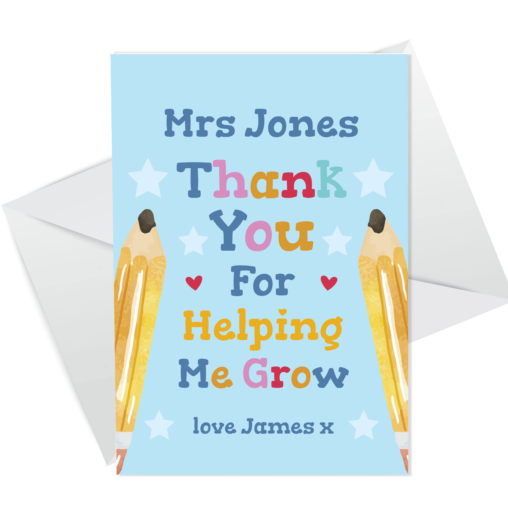 RED OCEAN Thank You Teacher Card, Thank You Teacher Greetings Card Personalised, Appreciation Card, Teacher Card, Ideal For Leaving Teachers and Teaching Assistants