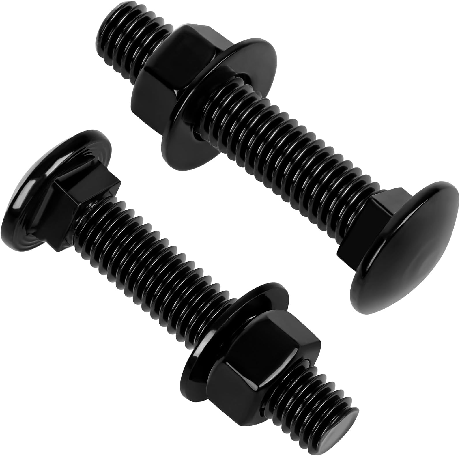 10 Sets 1/4-20 x 3 Carriage Bolt Kit, Round Head Square Neck, Black Carriage Bolts and Hex Nuts Set with Flat Washers