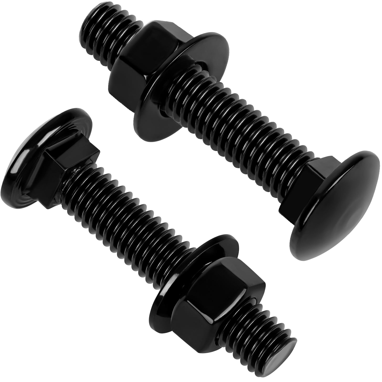 10 Sets 1/4-20 x 2-1/2" Carriage Bolt Kit, Round Head Square Neck, Black Carriage Bolts and Hex Nuts Set with Flat Washers