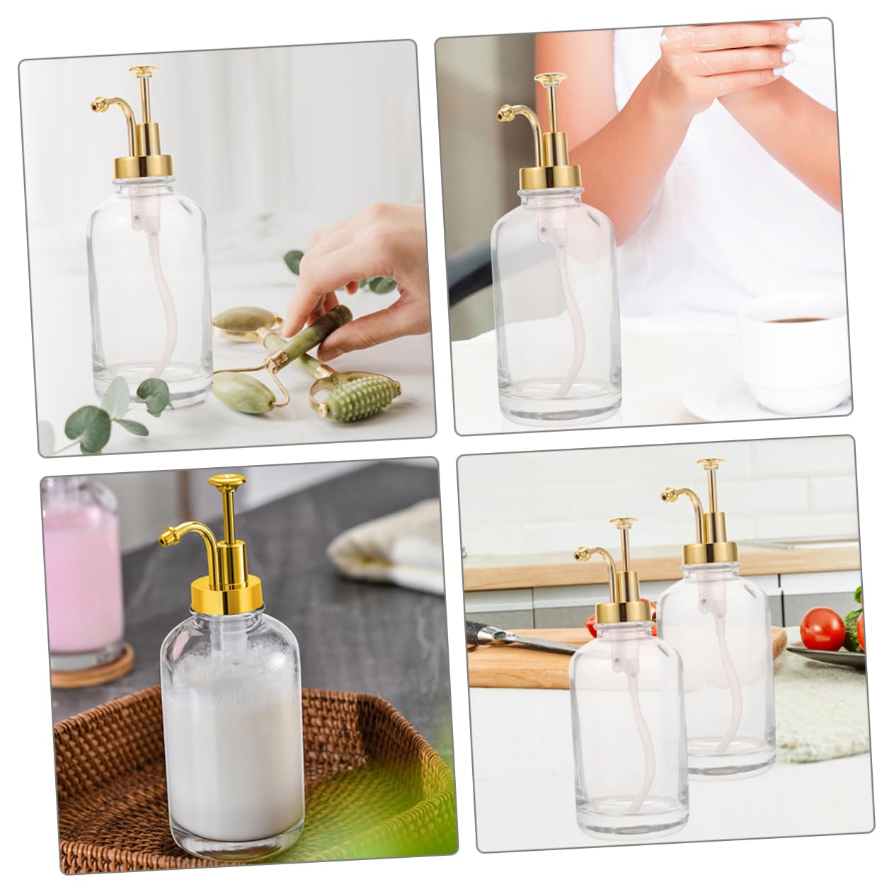 BRIGHTFUFU 2Pcs Transparent Glass Coffee Syrup Dispenser with Pump Multi Purpose Honey and Jam Dispenser for Home Bakery Coffee Shop Bar Compact Storage