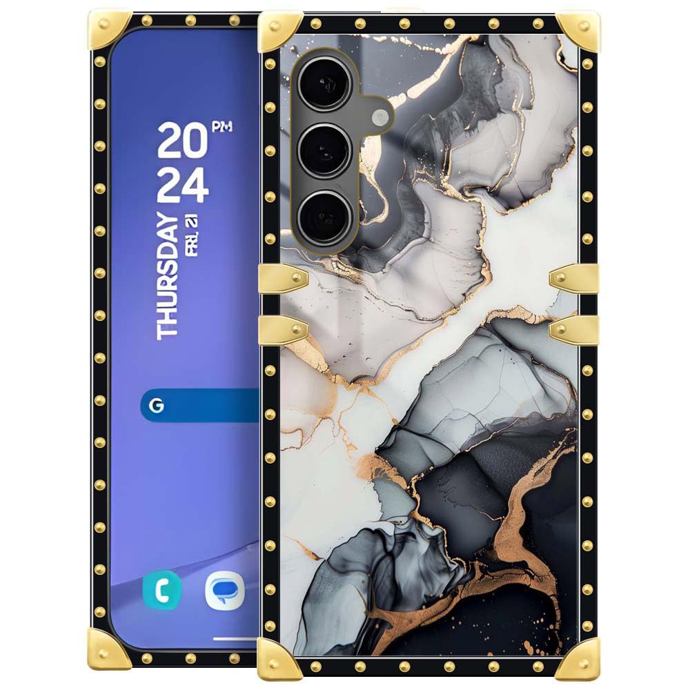DAIZAG Compatible with Samsung Galaxy S24 Plus Case,Platinum Marble Gold Decoration Soft Slim Anti-Scratch ShockproofProtective Case for Samsung