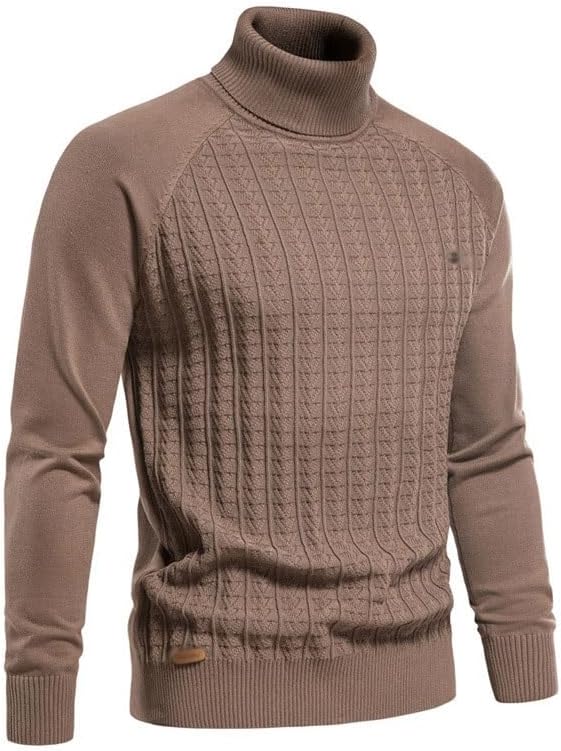 Men's Knit Sweater High Neck Men Knitted Business Sweaters Gray