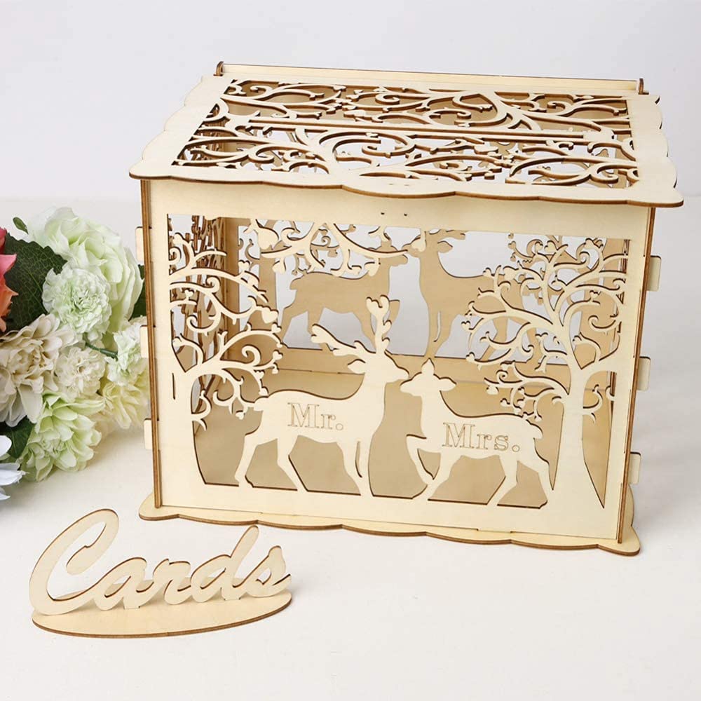 Scatola Di Carte Di Nozze Fai-da-te Con Serratura Scatola Di Carte Di Legno Rustica Scatola Di Carte Regalo Perfetta Per Matrimoni Wedding