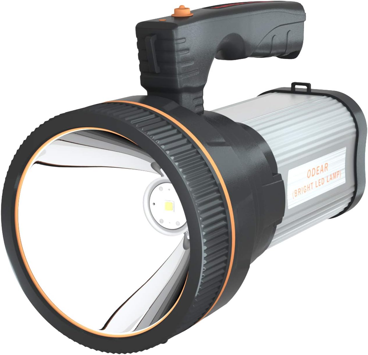 Odear Rechargeable LED Spotlight Handheld Portable searchlight Super Bright Flashlight Outdoor Torch Lantern with Power Bank for Camping Fishing Walk the Dog (Silver)